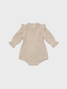 Baby Lena Knit Romper Beige