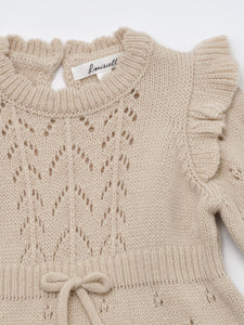 Baby Lena Knit Romper Beige