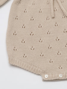 Baby Lena Knit Romper Beige