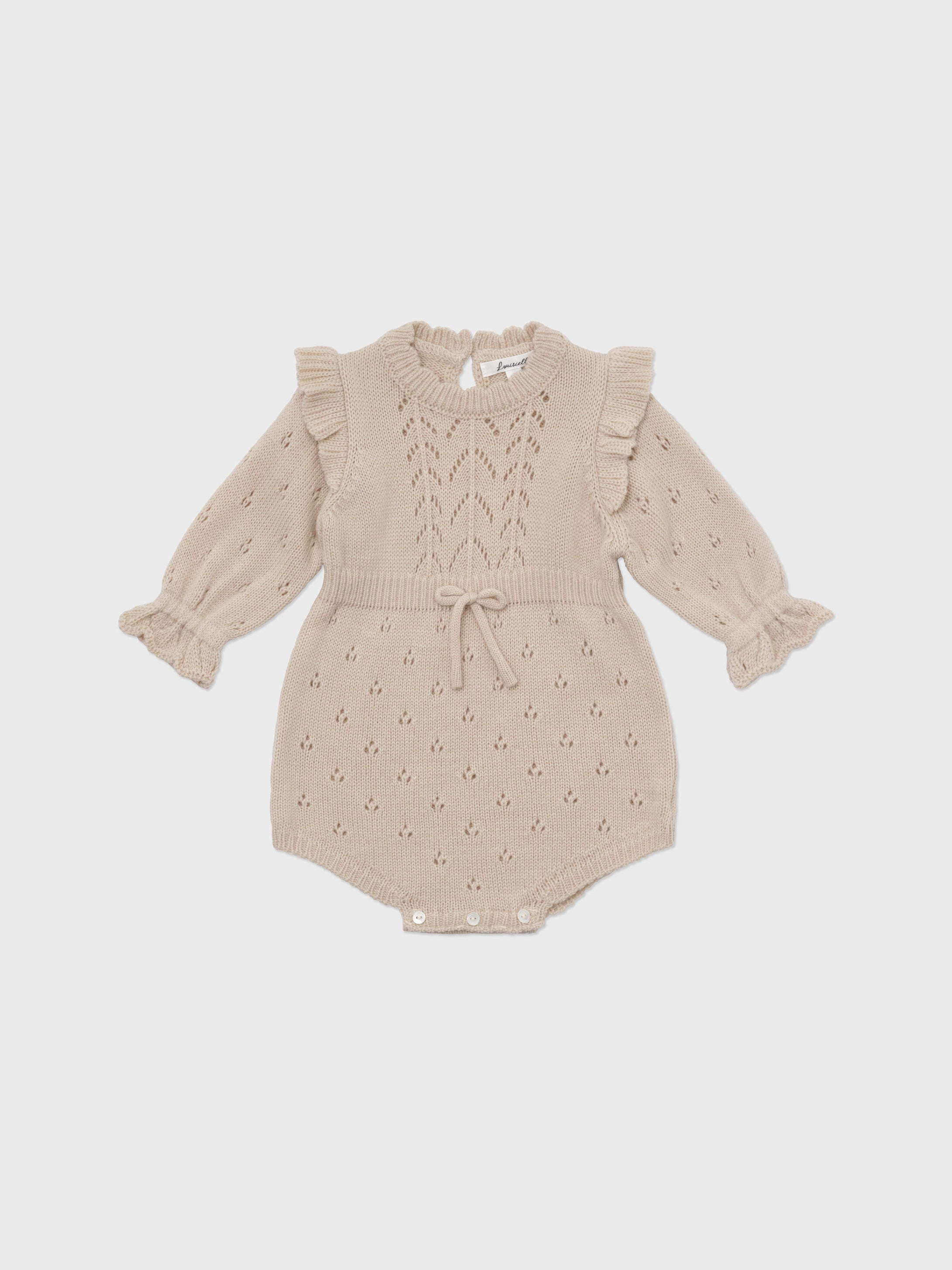 Baby Lena Knit Romper Beige